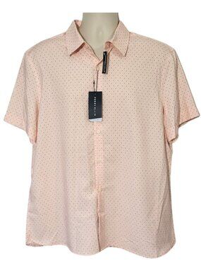PERRY ELLIS NWT Pink & Black Polka Dot Slim Fit Button Down Shirt - Men's XL